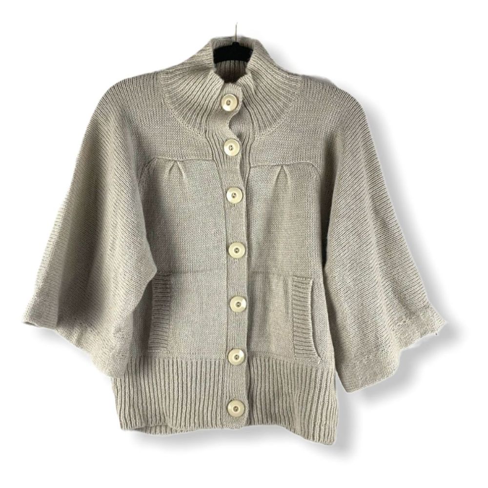 Next Beige Wool Blend Cardigan Sweater Size S